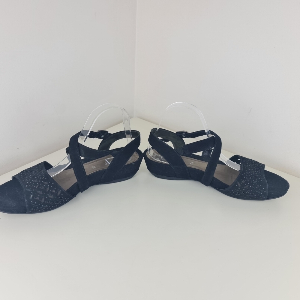 Gabor women suede black sandals embellished two strap size US 10 - Picture 5 of 12